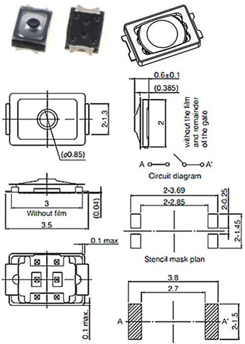 Tact T.Switch 1.9x2.8x0.65mm